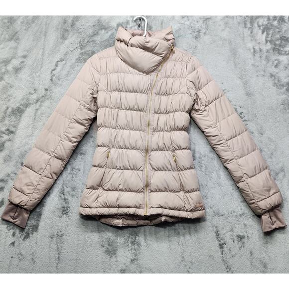 Athleta Jacket Womens XS Dusty Pink Downabout Quilted Puffer Down Asymmetric Zip - Picture 1 of 14